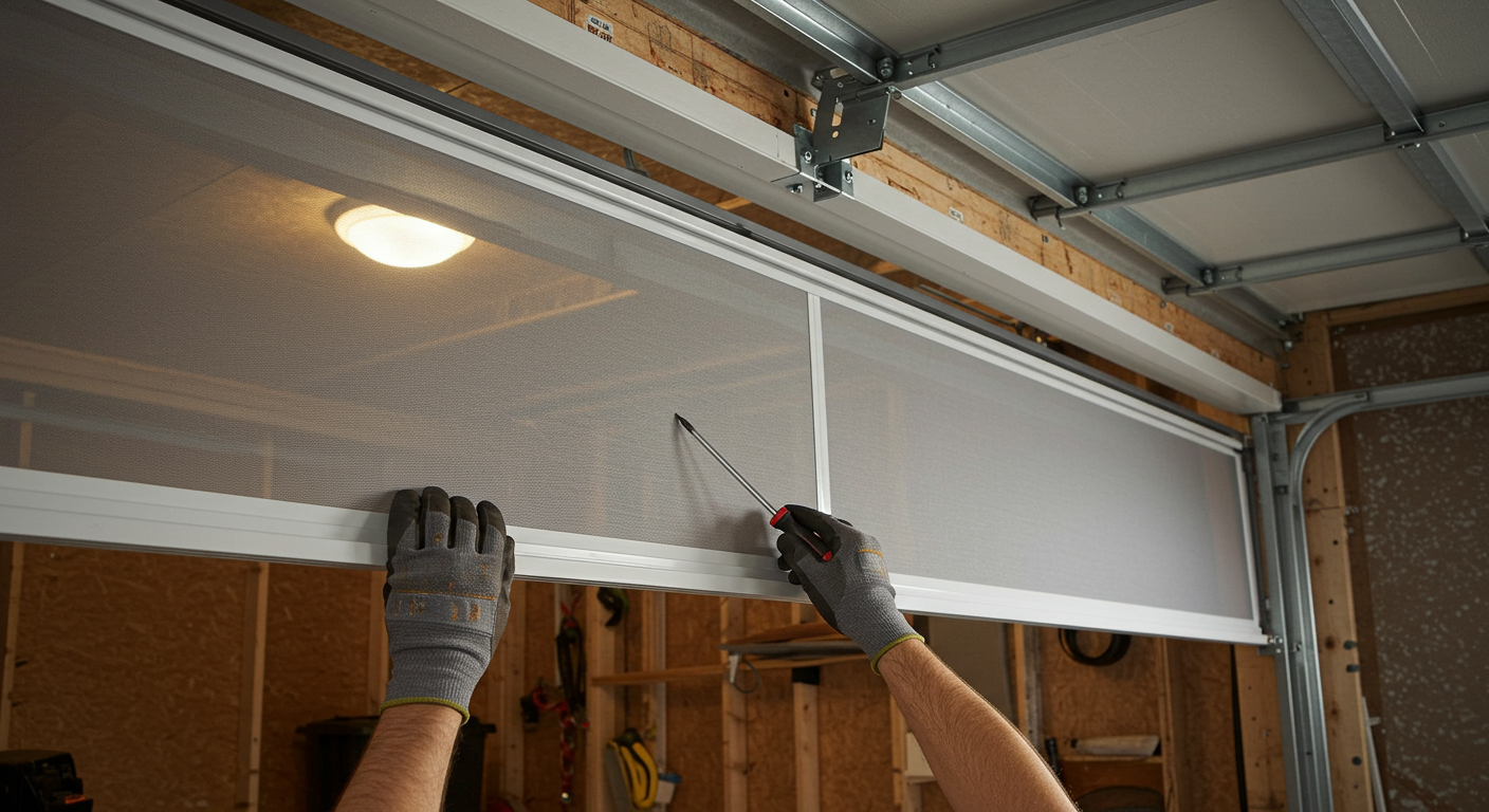 Installing a retractable garage screen door