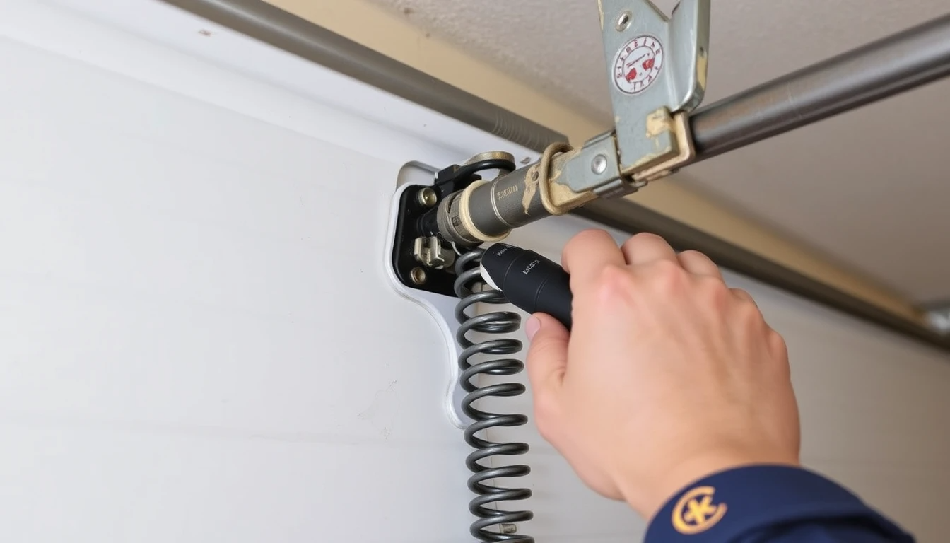 Broken garage door spring causing emergency repair