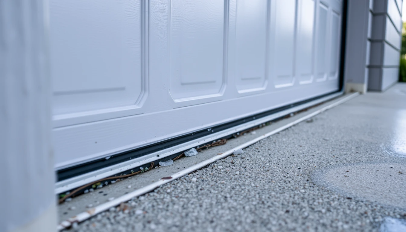 Garage door bottom seal preventing water and debris entry