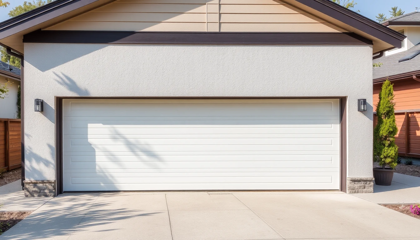 Roll-up garage door on a modern residential garage