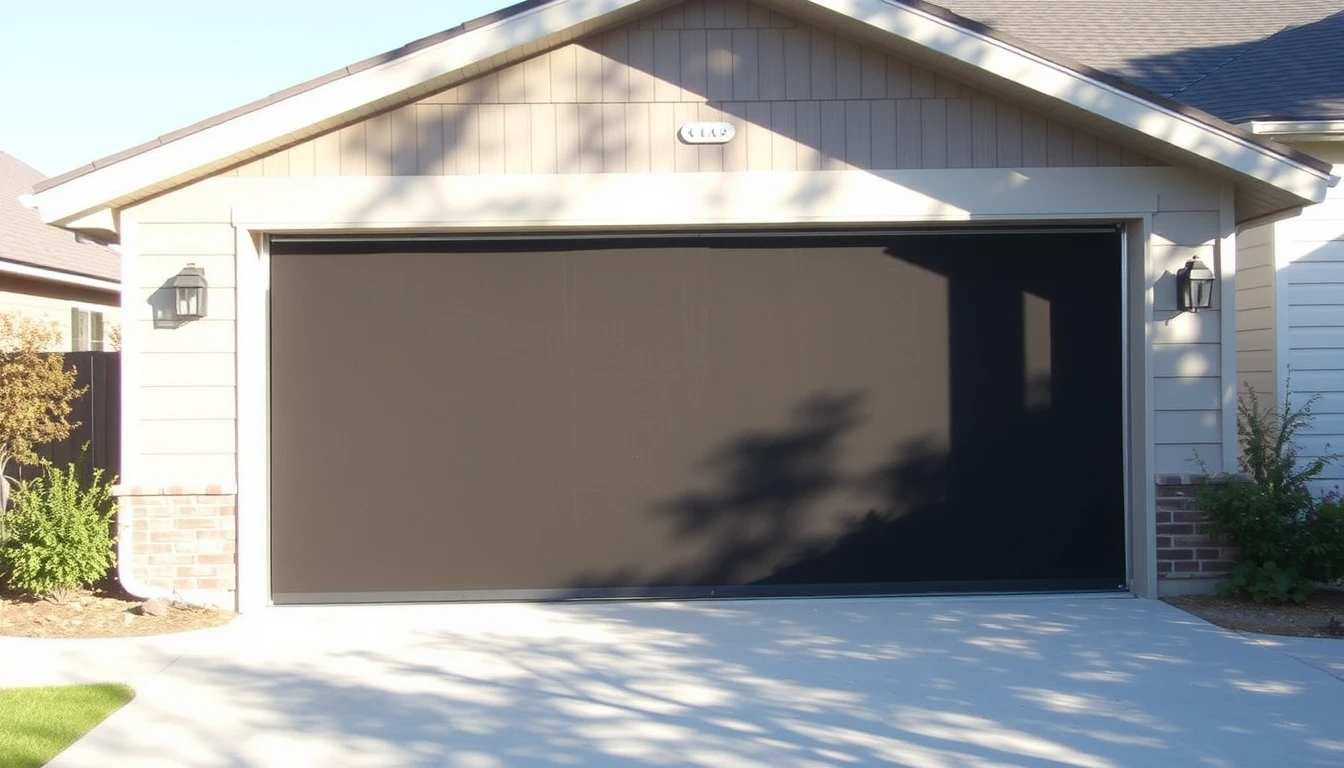 Retractable garage screen door on a home garage