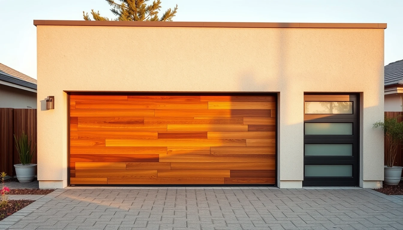 Eco-friendly modern garage door with recycled materials