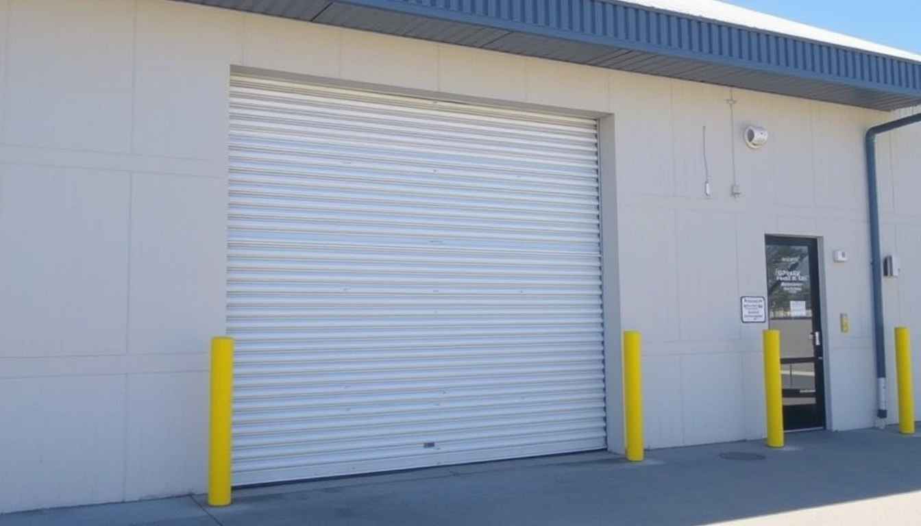 Roll up garage door on a commercial building