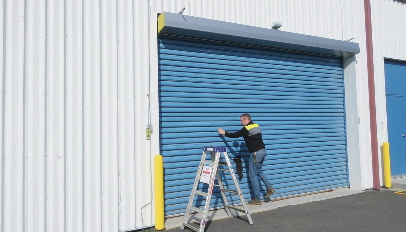 Installing a roll up garage door on a commercial building