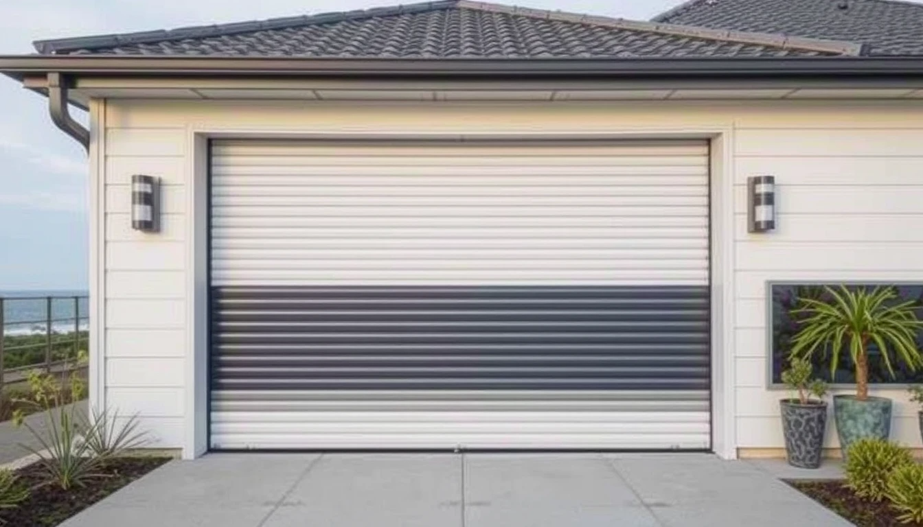 Wind-resistant roll up garage door for coastal homes