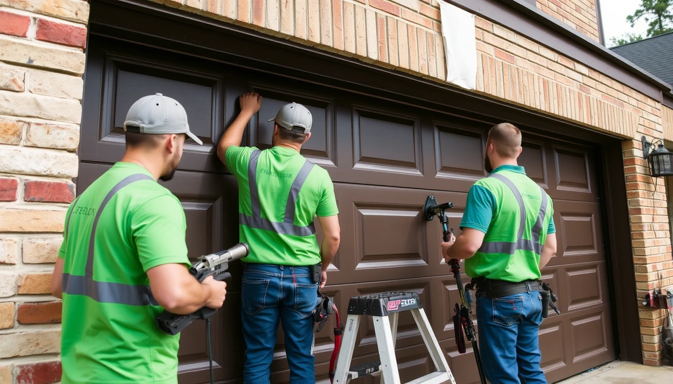Houston garage door installation team at work