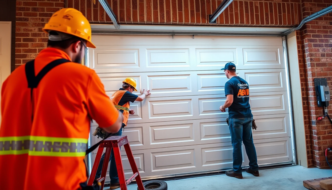 Houston garage door installer team at work